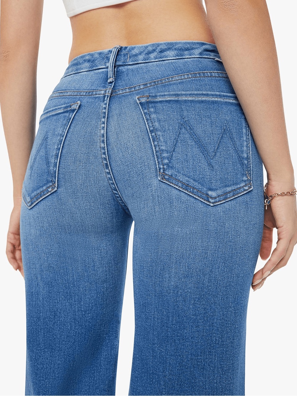 MOTHER Blue High-Rise Wide Leg Flare Jeans - Picture 7 of 14